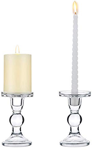 NUPTIO Kerzenhalter Stabkerzenhalter Glas für Stumpenkerzen & Stabkerze