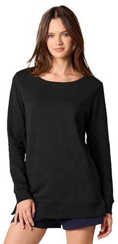 Amazon Essentials kvinnors öppen hals fleece tunika tröja, svart, Large