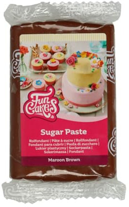 FunCakes Pasta di Zucchero Maroon Brown: facile da usare, liscia, flessibile, morbida e pieghevole, perfetta per decorare torte, halal, kosher e senza glutine. 250 gr