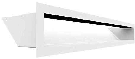 Grille de Ventilation KRATKI AIR | Grille d'air Chaud 9 x 60 cm | Blanc | Grille d'extraction pour Ventilation de cheminée | Prise d'air à Un Angle de 45 degrés | résistant à la surchauffe