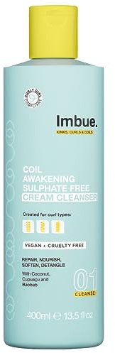 Imbue Coil Awakening Sulphate Free Cream Cleanser Shampoo - Curl Enhancing for 4A-4C Hair - Add Moisture and Hydrate - Curly Girl Method Daily Cleanser