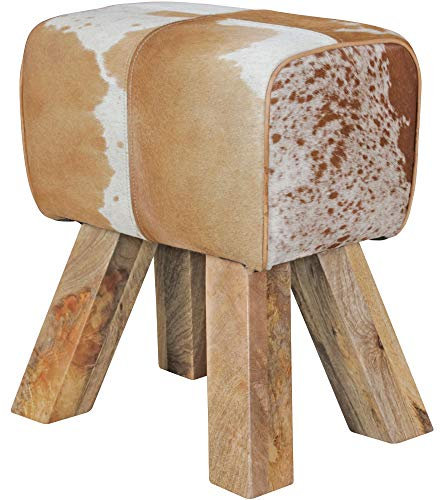KADIMA DESIGN Ziegenfell-Sitzhocker, Moderner Landhausstil, Haarleder - Komfortabel & Stilvoll Material: Tierfell
