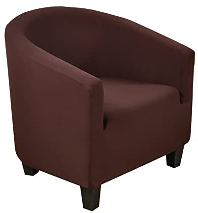GUYIRT Club Chair Schonbezug, Sanft Elasthan Sesselhusse Einfarbig Couch Clubsessel-Schonbezüge mit Armlehnen für Esszimmer-Büro-Empfangsstuhl-braun