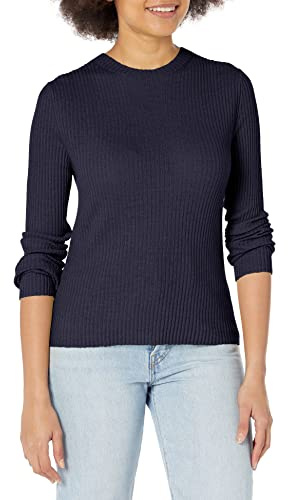 Vince Womens Slim Ribbed Crew, Coastal, X-Small