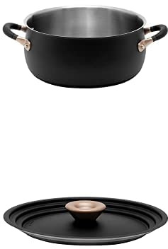 Meyer Accent Black Casserole Pot with Lid - 24 cm / 4.7 L Casserole Dishes with Lids Oven Proof, Induction Suitable Durable Cookware
