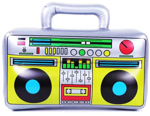 Aufblasbare Rock Star Toy, Aufblasbare Radio, Aufblasbarer Retro Ghettoblaster, 80er 90er jahre Dekoration Party, Retro Party Deko für Disco Mottoparty Karneval Outfit