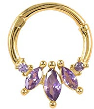 Nose Piercing 925, Septum Piercing Nickelfrei mit Violett Rund mit Cz Piercingschmuck Geschenk für Frauen Männer