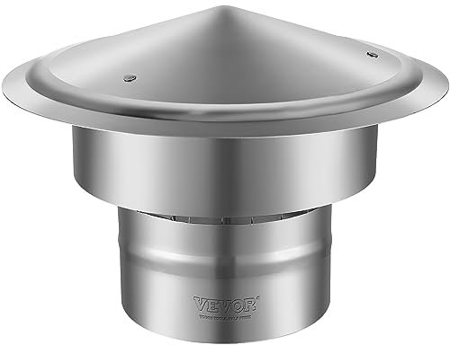 VEVOR Schornsteinabdeckung Edelstahl 304 Kaminhaube 300x300x220mm Kaminabdeckung Regenhaube Schornsteinhaube Φ150 mm Plattendurchmesser Kaminhut kompatibel mit verschiedenen Schornsteintypen