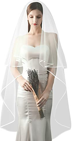 Hochzeit Brautschleier für Frauen mit Metallkamm Einfache Vintage Lange Hochzeit Schleier Braut Tiara für Junggesellinnenabschied Supplies Kathedrale Brautdusche Dekoration Zubehör Hochzeit Party