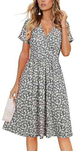 VOTEPRETTY Women's Summer Dress Midi Dresses for UK V Neck Wrap Sundress