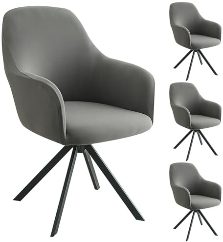 GDWD Stuhlbezug mit Armlehne, Stretch Stuhlhussen, Universal Abnehmbare Schonbezug, Hussen für Stühle, Waschbar Stuhlüberzug für Esszimmer, Küche, Wohnzimmer, Büro, Hochzeit Deko (Dunkelgrau 4er Set)