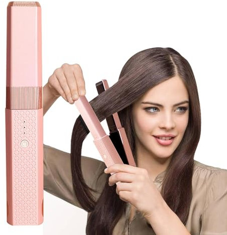 Huasean plancha para cabello corto, plancha de pelo | Plancha de pelo pequeña de diseño inalámbrico, calentamiento uniforme | Accesorio para el cabello, suministros de peinado portátiles