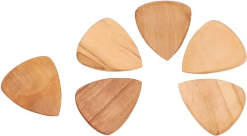 Gitarrenplektren Ukulele Holz-Plektrum Daumen geschlitzt Komfortabler Griff Holz-Gitarren-Plektren als Geschenk zum Erlernen von Musikinstrumenten (6 PCS)