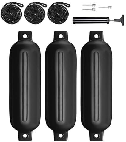 Jorzer Aufblasbare gerippte Bootsfender Bootsfender PVC Aufblasbare gerippte Yachtbojen Fenderstoßstangen für Segelboote 10 STK
