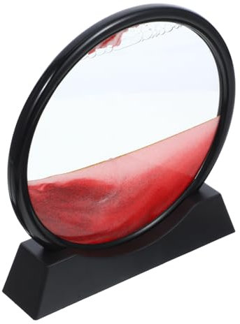 HEMOTON Sandkunst Sandlandschaften 3d-sandkunstbild Mit Beweglichem Treibsand Kunst Für Zuhause Entspannende Schreibtischdekoration Schwarzer Rahmen 17 8 Cm Rot