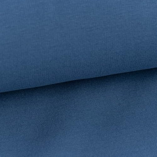 SCHÖNER LEBEN. Sweatstoff Meterware Bio Soft Sweat dünn Uni Indigo blau 1,5m Breite