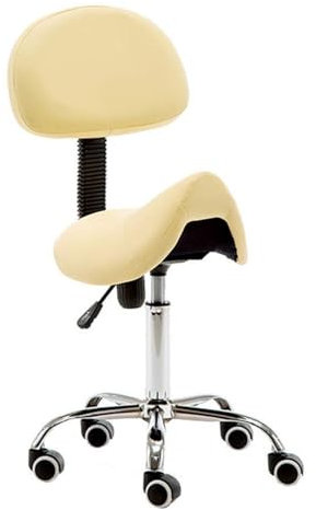 Ergonomischer Sattelhocker mit Rückenlehne für Labor, Klinik, Zahnarzt - Höhenverstellbarer Rollstuhl mit Rollen für Salon, Massage, Büro