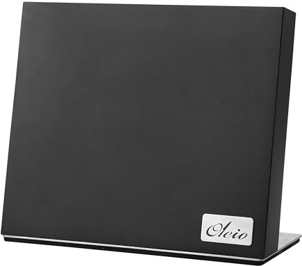 Oleio Magnetischer Messerblock Schwarz I Messerblock ohne Messer mit starkem Magnet, Edelstahl Standfuß I Messerhalter Magnetisch für Damastmesser, Küchenmesser aus Edelstahl & andere Küchenutensilien