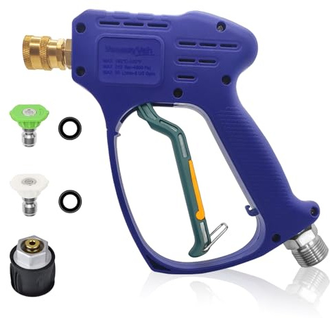 YeewayVeh Hochdruckreiniger-Pistole, 5000 PSI Autowaschpistole, kompatibel mit Kärcher-Adapter und M22 14-mm-Anschluss, kurze Hochdruckreiniger-Pistole für mit 2 Sprühdüsen, Indigo