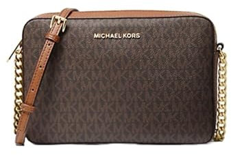 Michael Michael Kors East West Jet Set Large Logo Crossbody Bag, Braun, M