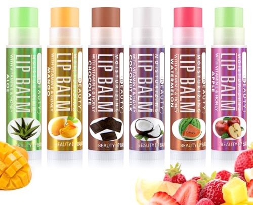 Boobeen Bálsamo Labial en Barra, Bálsamo Labial Hidratante en Crema Incoloro para el Cuidado de los Labios 6 Pack