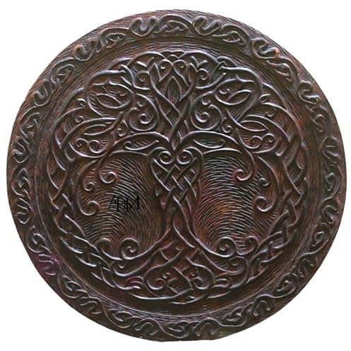 Bouclier de Viking en bois fabriqué à la main – Bouclier de corbeau Viking authentique | Bouclier Hugin avec sculpture sur bois complexe | Bouclier rond pour lui | Bouclier médiéval avec détails