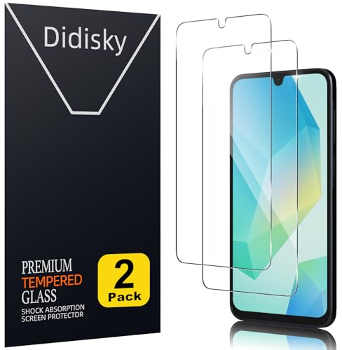 Didisky [2-Piezas Cristal Templado Protector de Pantalla para Samsung Galaxy A16 4G/5G 6.7, Antihuellas, Sin Burbujas, Fácil de Limpiar, 9H Dureza, Transparente