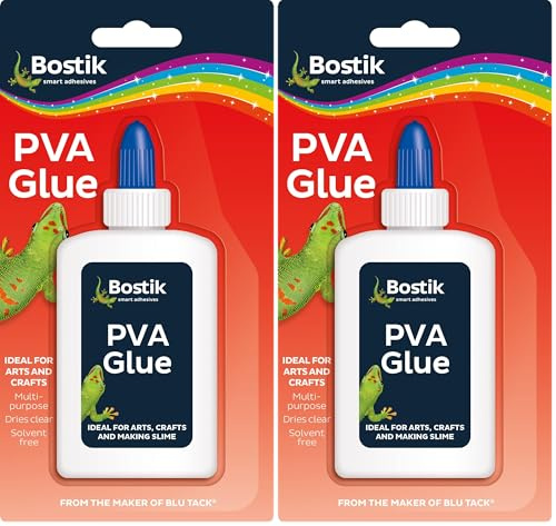 Bostik PVA Glue, Solvent Free Glue for Arts and Crafts, Dries Clear, 118ml bottle (Pack of 2)