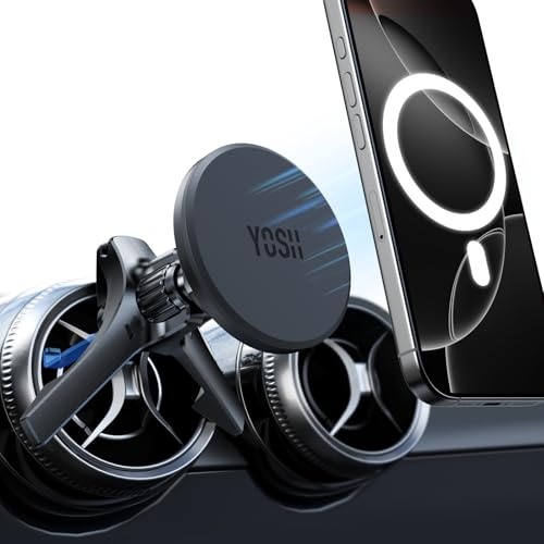 YOSH Mercedes Handyhalterung für MagSafe [Runde Lüftung] Mit Triangelhaken | 2.0 Upgrade handyhalterung für Mercedes A/B/C/V/GLC/Sprinter, & Audi A1/A3/Q2, N55 Starke Magnets für iPhone Samsung Pixel