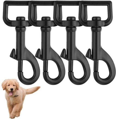4Pcs Swivel Snap Hooks, Heavy Duty Zinc Alloy Dog Lead Clips, 360° Rotation Anti-Tangle Black Clasp for Pet Leash Collar Keychain and DIY Craft Use