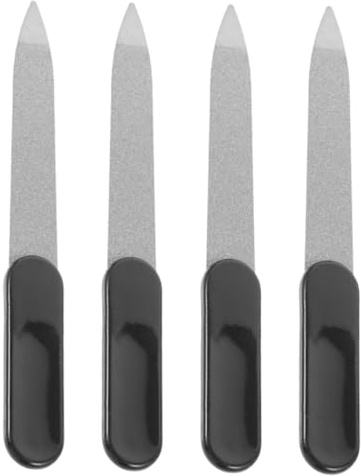 VALICLUD 4stücke Teilige Nagelfeile Mit Sandbeschichteter Oberfläche Edelstahl-manikürefeile Mit Rutschfestem Griff Doppelseitige Feilen Für Finger Und Fußnägel Tragbar Für