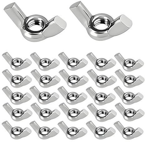 60 Stück Flügelmutter M6, 304 Edelstahl Schmetterlingsmutter Flügelmuttern Metrische Flügelschrauben Silber Wing Nut für DIY Tools Elektronische Geräte Hardware