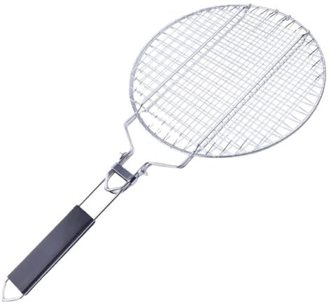 Panier de barbecue en acier inoxydable – Grille ronde verrouillable de 55 cm avec poignée amovible，grille barbecue ronde
