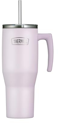 Thermos Tumbler mit Strohhalm und Henkel, Trinkbecher 1,10 l, lavender mat | 6 h kalt, Isolier-Trinkbecher doppelwandiger Edelstahl, für unterwegs & zuhause, lila, REFRESHING SERIES