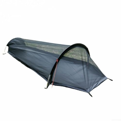 MeevrgR Ultraleichtes Rucksackzelt, 0,7 kg, Einzelperson, Bivy, 4000 mm, wasserdicht, für alle Jahreszeiten, Camping-Unterstand mit Aluminiumstangen (spezielles Bodentuch, schwarz)