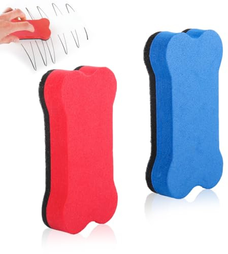 GNALIA Set Di 2 Spugna Per Lavagna Bianca Magnetica, Gomma Per Lavagna Bianca Magnetica E Lavabile A Mano, Gomma Per Lavagna Bianca In Microfibra Per Lavagna A Fogli Mobili(Rosso E Blu)