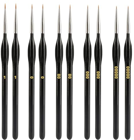 VARHHUXHA Acrylic Paint Brushes, 10pcs Fine Detailing, 5 Sizes, Artist | Fine tips and soft bristles provide precise control for tiny details, fine lines and intricate patterns.