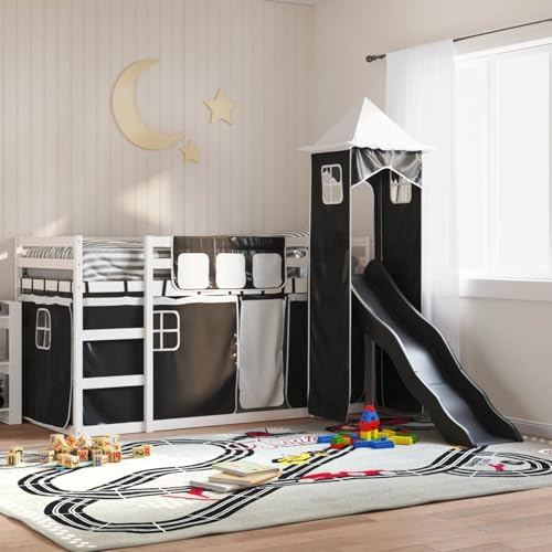 Gecheer White Pine Wood Bunk Bed with Slide, Guardrails, Ladder & 90x190cm Mattress Not Included - Suitable for Kids 6+ bed Model3284209