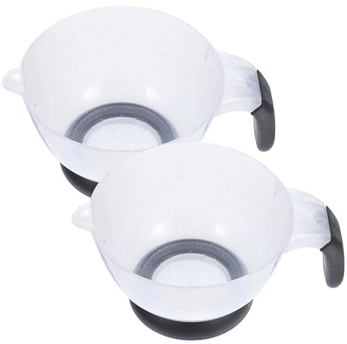 OUNONA 2 pièces Bol de Teinture Cheveux avec Poignée Bol Mélangeur Robuste et Réutilisable pour Salon de Coiffure et Facile à Nettoyer Transparent Large Modèle pour Professionnels et