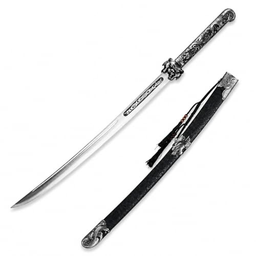 Ungeschliffene Katana - Handgeschmiedetes Japanisches Samurai Schwert aus Federstahl, 101cm mit Massivholz-Saya, Deko-Schwert für Sammler und Präsentation