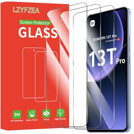 LZYFZEA 3 Piezas, Protector Pantalla para Xiaomi 13T / Xiaomi 13T Pro, Cristal Vidrio Templado HD，Libres de Huellas Dactilares, HD Transparente, Dureza 9H, Sin Burbujas