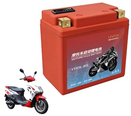 HJGHY 12,8 V 7 Ah, 5 Ah, 14 Ah, 9 Ah LiFePO4 Motorradbatterie, 12 V Motorrad-Starterbatterien, 12 V Lithium-Powersport-Batterie mit BMS und Display, 200–500A