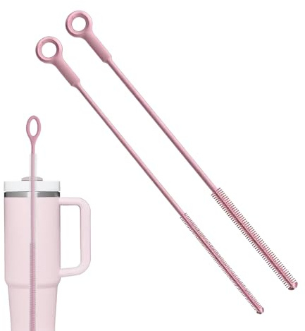 Wcawnlt 2 Stück Silikon Strohhalm Bürste 6mm 9mm Reinigungsbürste Cleaner Brush Für Glas Metall Trinkhalme Wiederverwendbar, BPA-frei, Für Haushalt, Smoothies, Babyflaschen, Getränke
