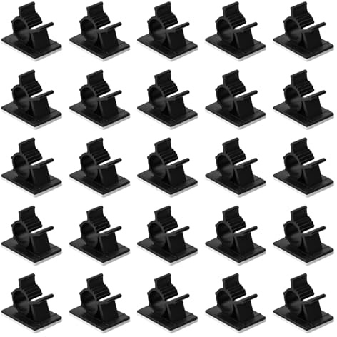 50 Pcs Adjustable Wire Clips, Self-Adhesive Cable Management Clips, Black Cord Clip, Cord Organiser Holder, Wire Cable Clip Clamps for Office Home Desk Car Hanging Decorations