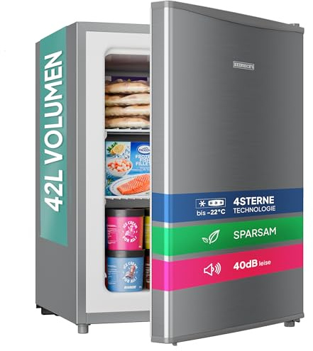 Heinrich’s Gefrierschrank bis -22°C – Tiefkühlschrank mit 4-Sterne-Gefrierfach, 40dB, wechselbarem Türanschlag