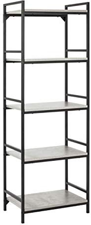 HAKU Möbel Regal betonoptik, schwarz, MDF, Metall - Maße: B 60 cm x H 180 cm x T 40 cm, Style: Modern