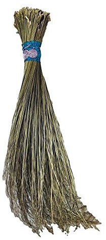 EJN LLC Ginestra nigeriana/africana (igbale) scopa per pavimenti duri, verde, Palma (setole), Legno (manico)