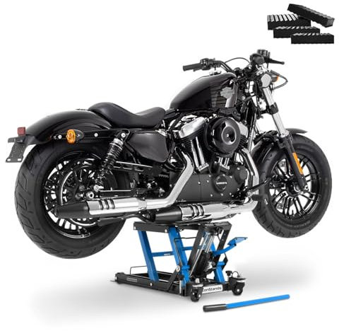 Motorrad-Hebebühne Hydraulisch Sicherung 4 Distanzstöcke Blau Kompatibel mit Yamaha XV 1700 Road Star Warrior, XV 250 Virago