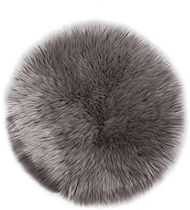 Teppich Wölkchen Lammfell Kunst-Fell-Teppich | Hochflor Deko Schaffell Sitzkissen | Als Flauschige Stuhlauflage für Schlafzimmer, Wohnzimmer oder Kinderzimmer - Braun - Rund 30cm