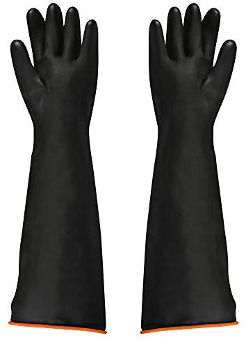 FOCCTS Guanti in Lattice Resistenti Alle Sostanze Chimiche,1 Paio di Guanti in Lattice,Resistenti Agli Acidi e Agli Alcali,per Uso Industriale,Offrono sicurezza sul lavoro Guanti Lunghi e Resistenti